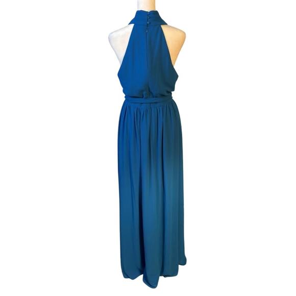 Belle Badgley Mischka Cobalt Criss-Cross halter Neck Evening Gown US Size 8 - Picture 5 of 8